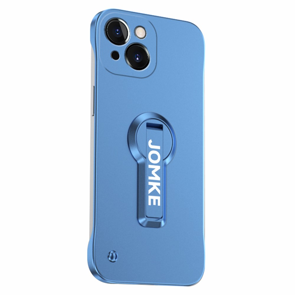 For iPhone 15 Case Hard PC Frameless Baking Paint Kickstand Phone Cover - Blue