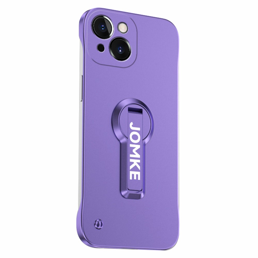 For iPhone 15 Case Hard PC Frameless Baking Paint Kickstand Phone Cover - Purple