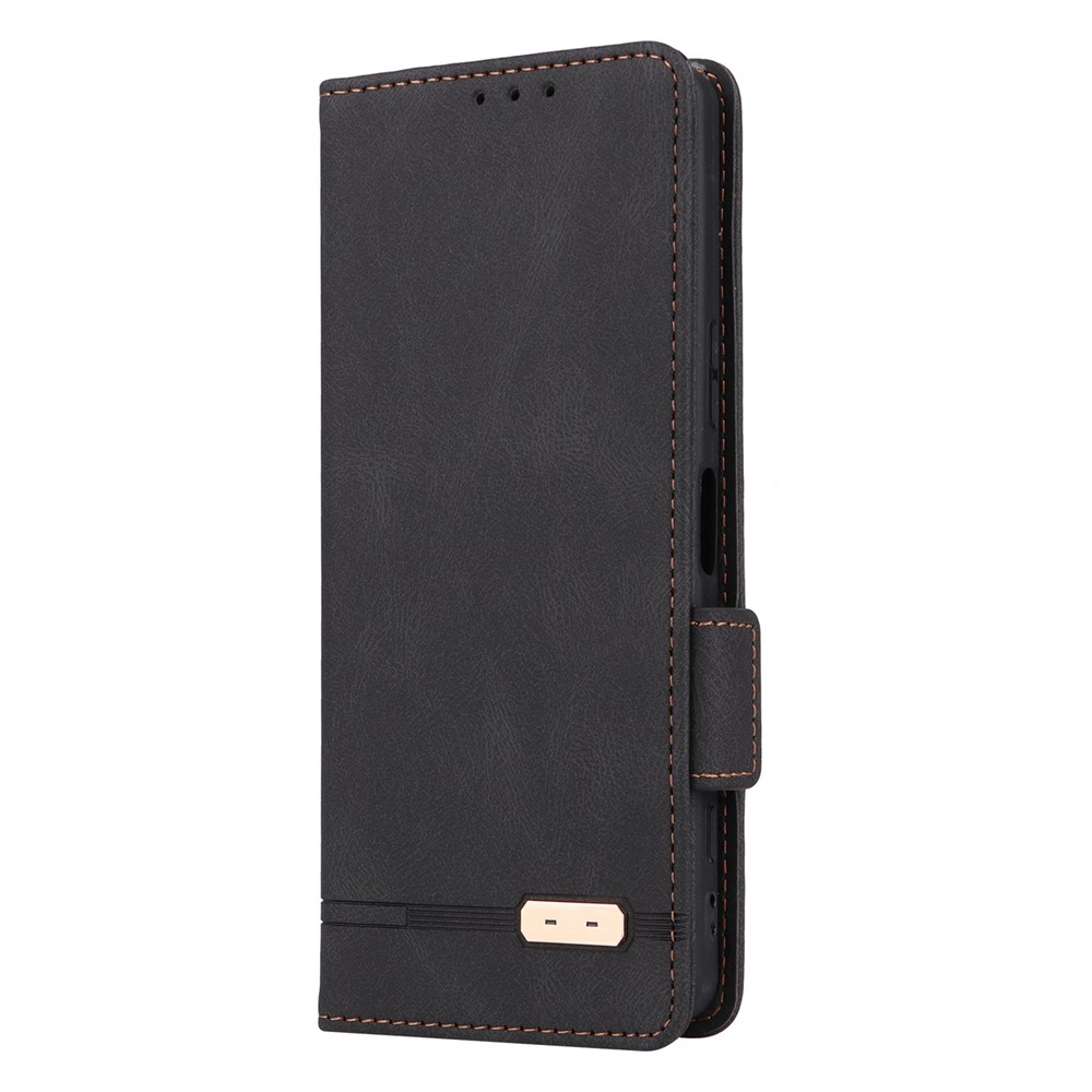 Hardware Decor Phone Case for Sony Xperia 5 IV 5G, Full Protection Dual Magnetic Clasp PU Leather Wallet Stand Phone Cover - Black-5