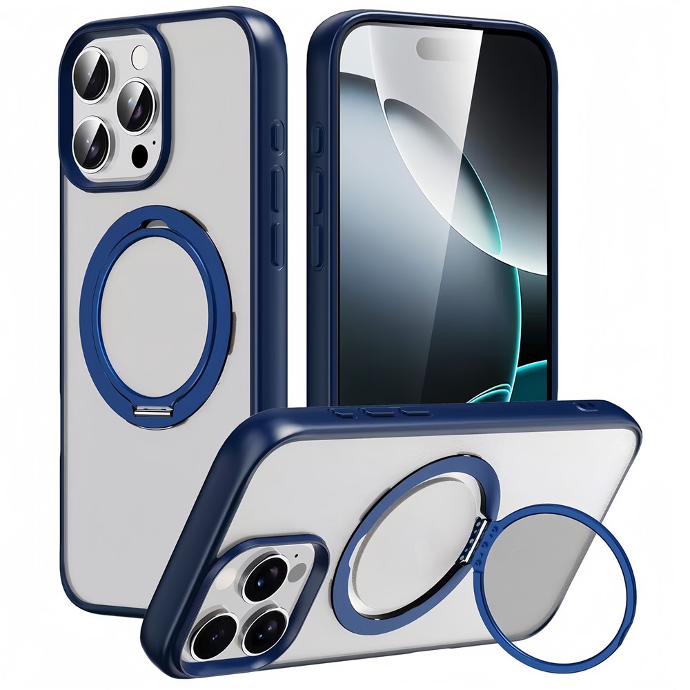 For iPhone 14 Pro Max Case Compatble with MagSafe Rotating Kickstand TPU+PC Phone Cover - Matte Blue