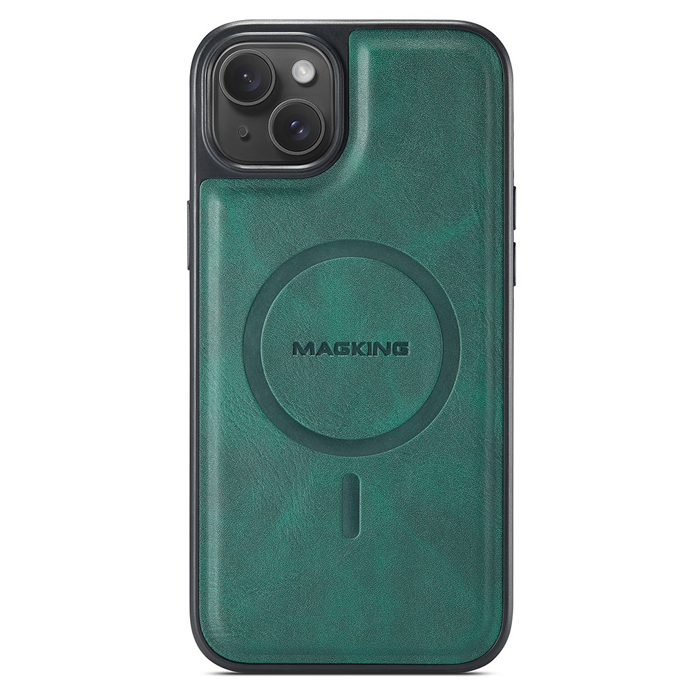 MAGKING K1 Series For iPhone 14 Magnetic Case PC+TPU+PU Leather Phone Cover - Green