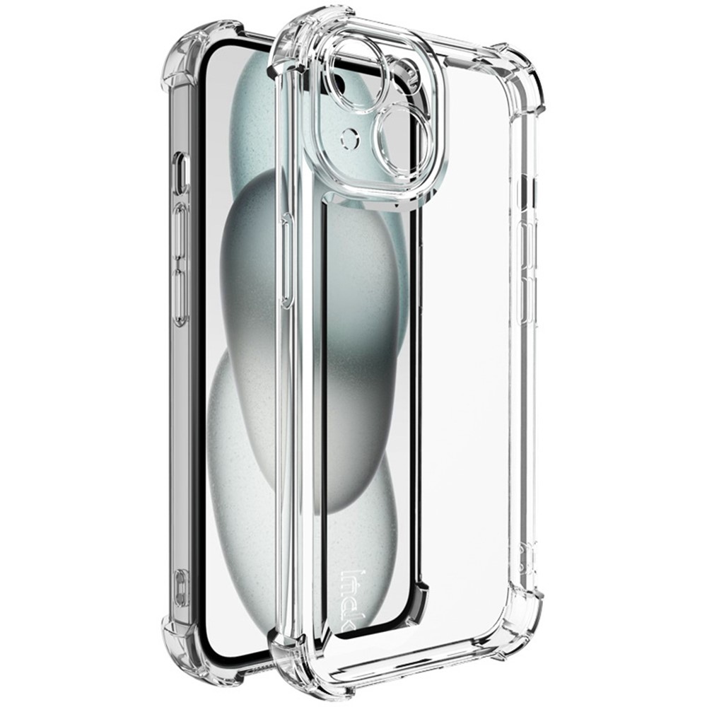 IMAK UX-4 Series For iPhone 15 Case Straight Frame Four Corner Shockproof Clear TPU Cover