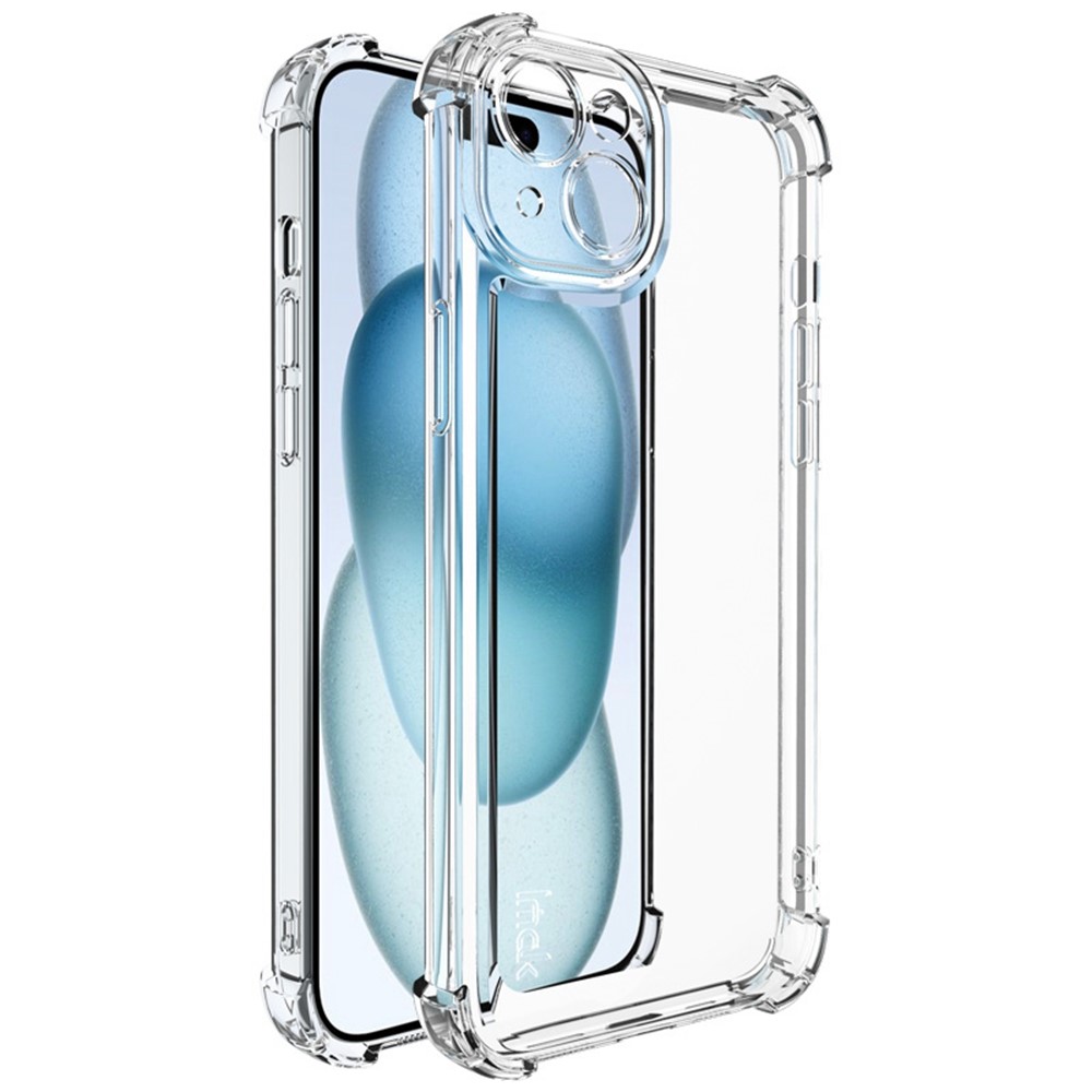IMAK UX-4 Series For iPhone 15 Plus Case Straight Frame Four Corner Shockproof Clear TPU Cover