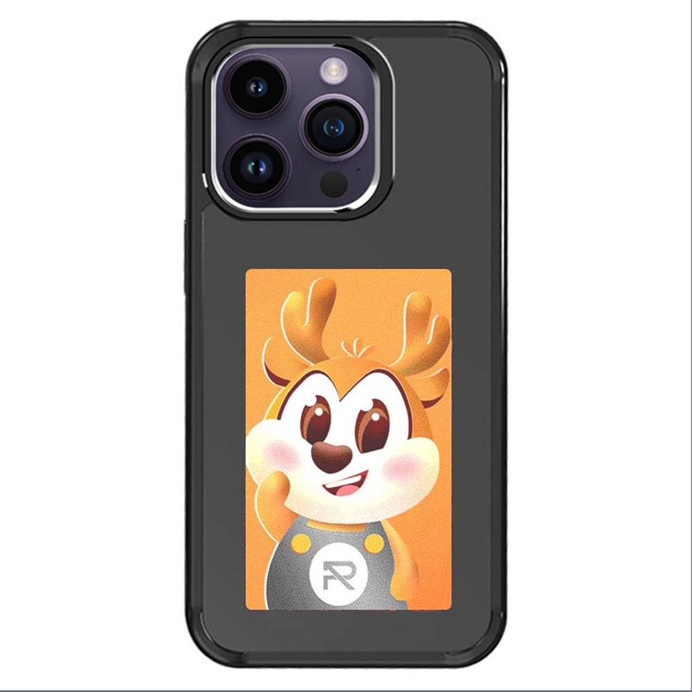 For iPhone 14 Pro Smart E-Ink Phone Case 4 Color HD 4 inch Display NFC DIY Customized Screen - Black
