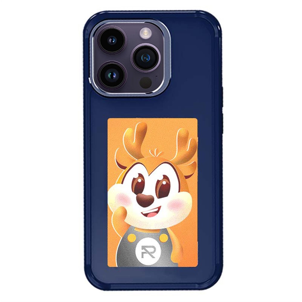 For iPhone 14 Pro Smart E-Ink Phone Case 4 Color HD 4 inch Display NFC DIY Customized Screen - Blue
