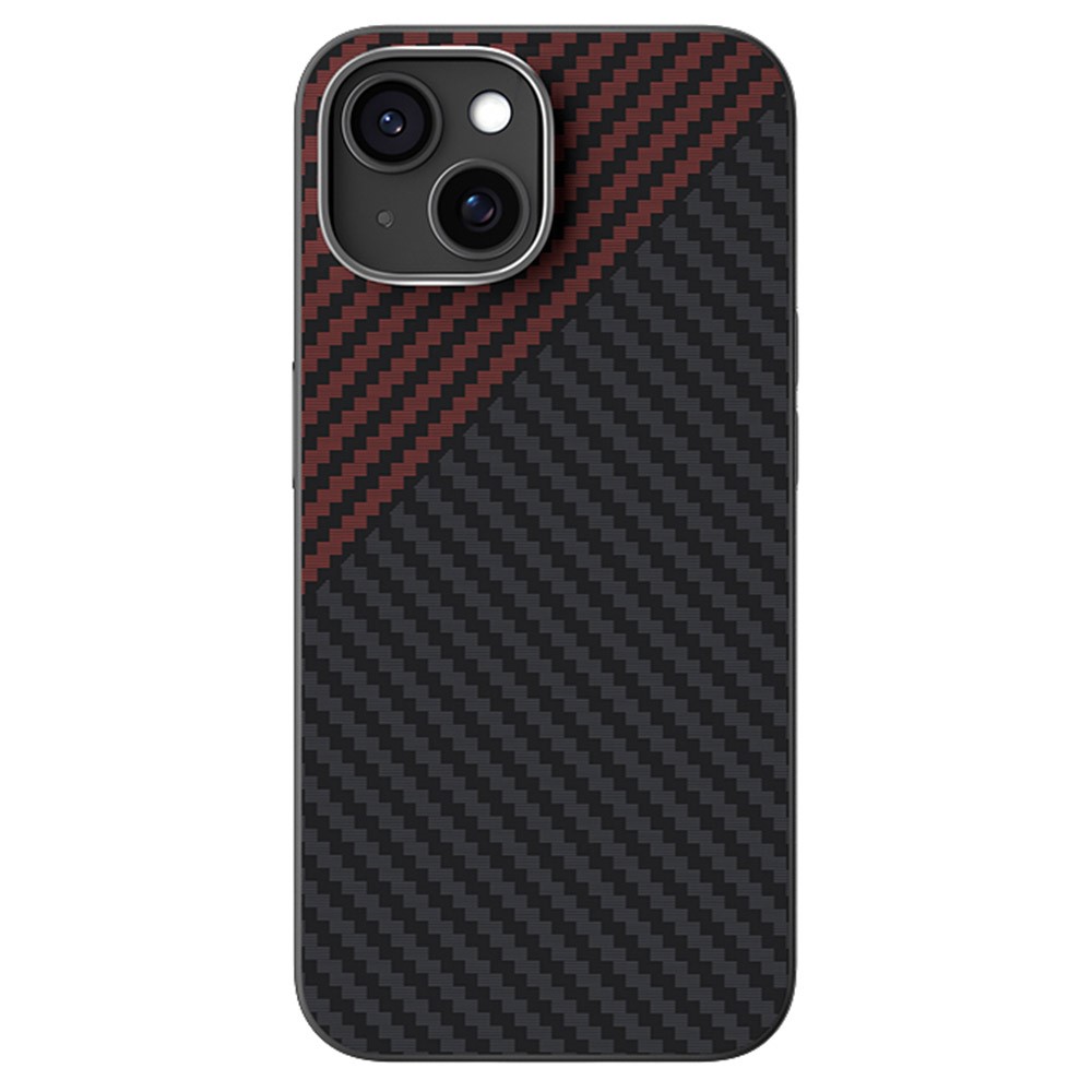 ABEEL For iPhone 14 Case Compatible with MagSafe Carbon Fiber Texture Back Cover - Black  /  Red