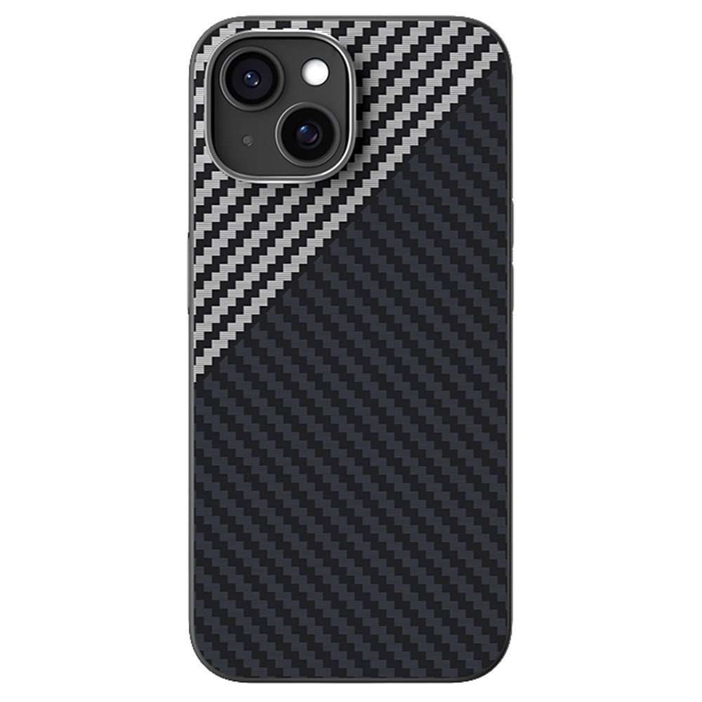 ABEEL For iPhone 14 Case Compatible with MagSafe Carbon Fiber Texture Back Cover - Black  /  Silver