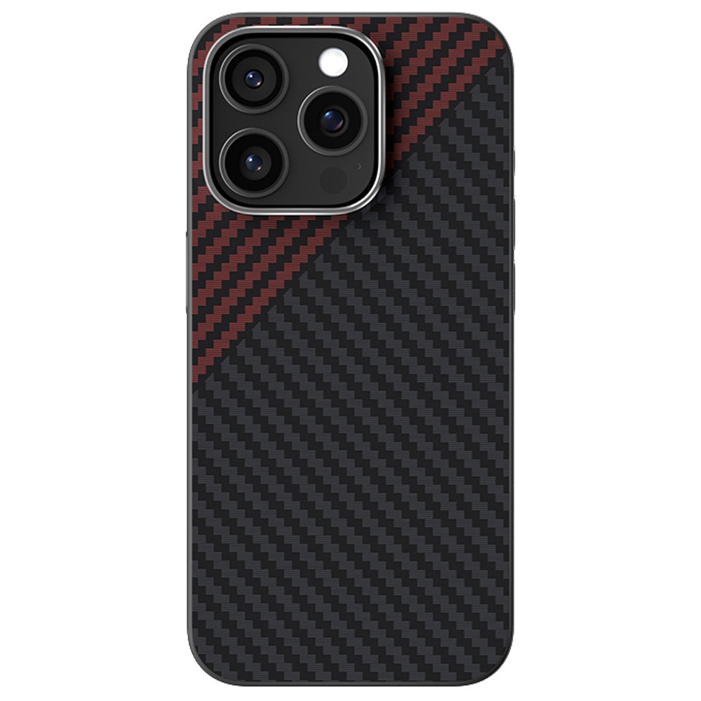 ABEEL For iPhone 14 Pro Case Compatible with MagSafe Carbon Fiber Texture Back Cover - Black / Red