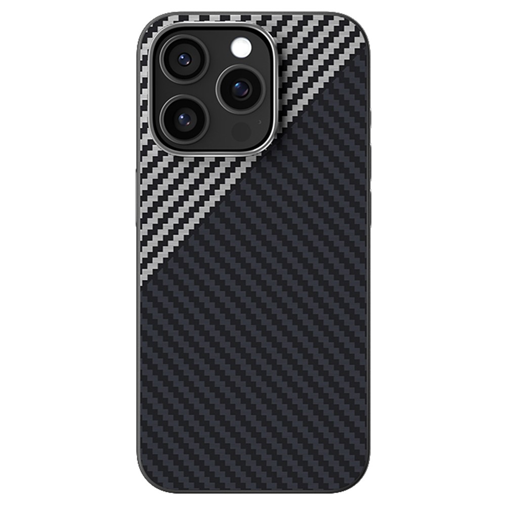ABEEL For iPhone 14 Pro Max Case Compatible with MagSafe Carbon Fiber Texture Back Cover - Black  /  Silver