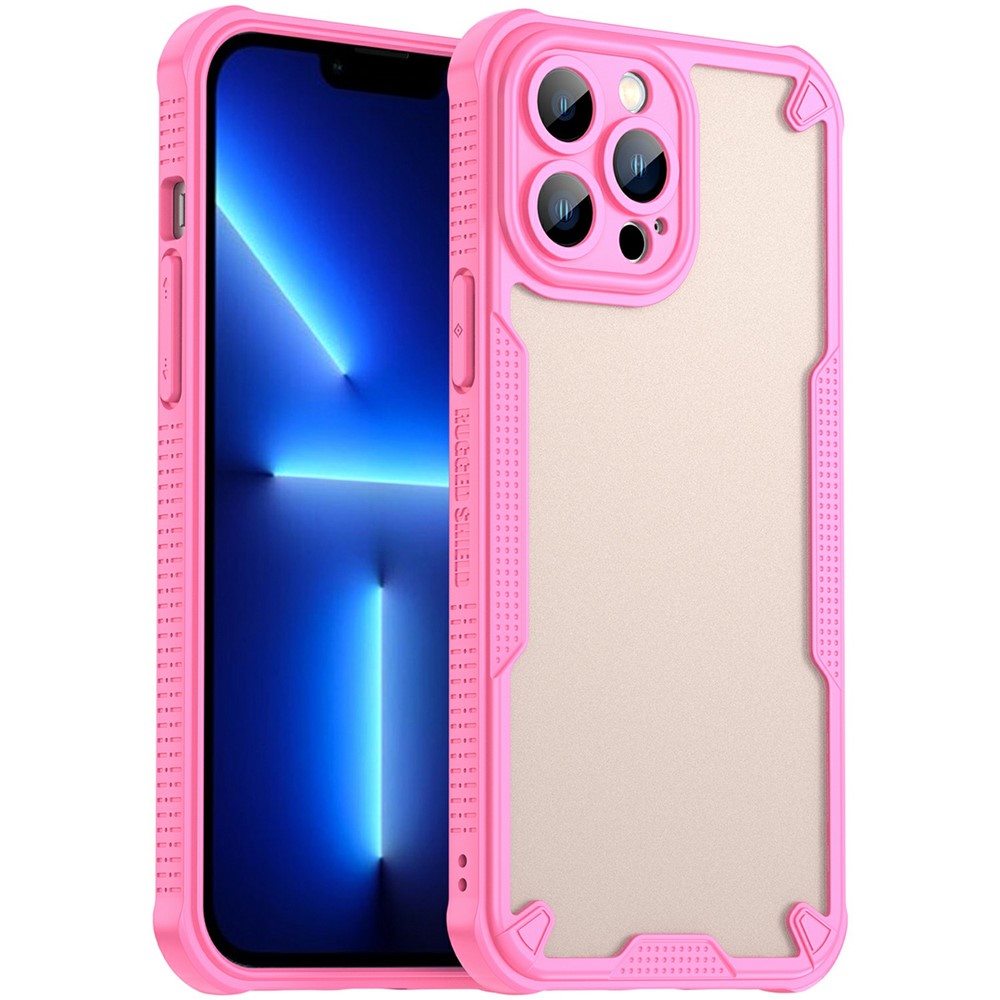 For iPhone 13 Pro Max Case PC+TPU Frosted Phone Back Cover - Pink