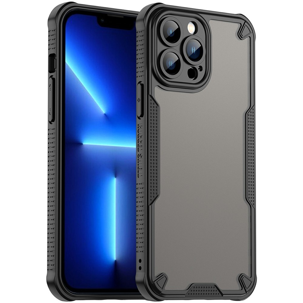 For iPhone 13 Pro Max Case PC+TPU Frosted Phone Back Cover - Black