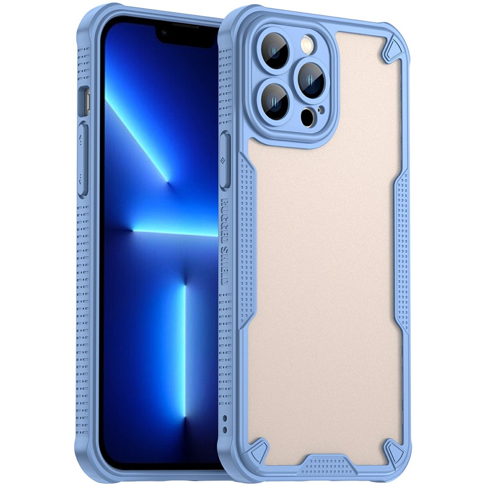 For iPhone 13 Pro Max Case PC+TPU Frosted Phone Back Cover - Blue