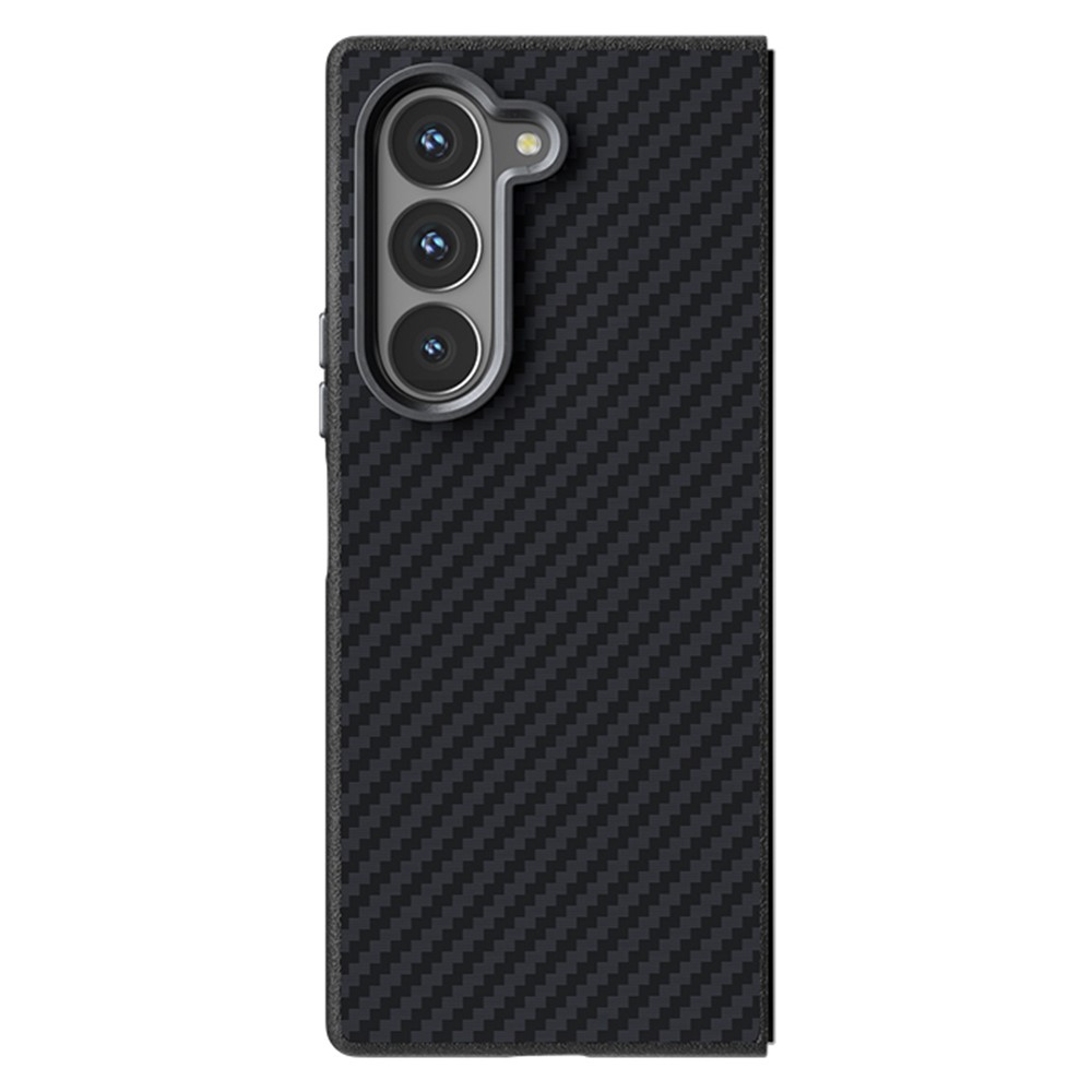 ABEEL For Samsung Galaxy Z Fold 5G Magnetic Case Carbon Fiber Texture Back Cover - Black
