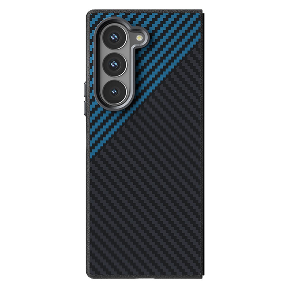 ABEEL For Samsung Galaxy Z Fold 5G Magnetic Case Carbon Fiber Texture Back Cover - Black  /  Blue