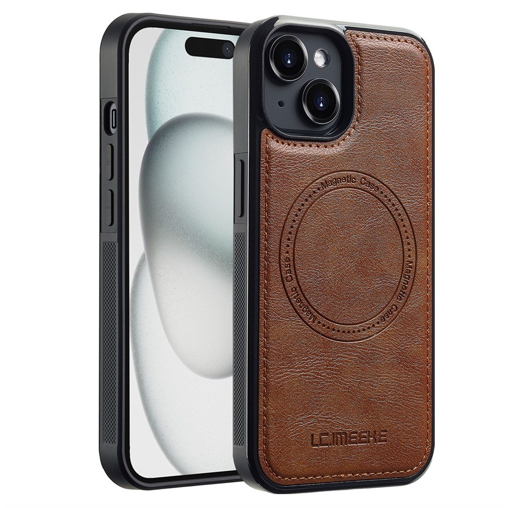 LC.IMEEKE For iPhone 13 mini Magnetic Case Compatible with MagSafe Leather TPU Back Cover - Brown