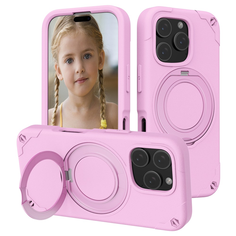 For iPhone 16 Pro EVA Phone Case Compatible with MagSafe Kickstand Protective Cover - Pink