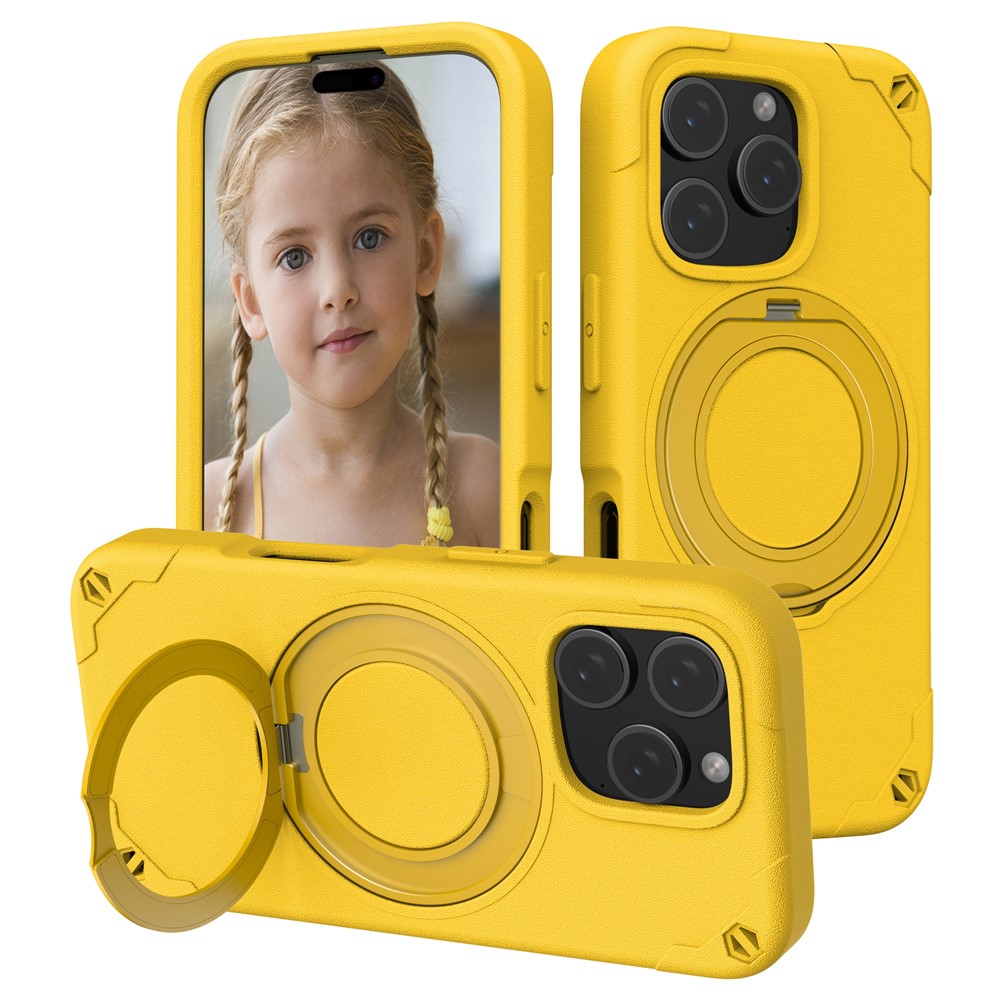 For iPhone 16 Pro EVA Phone Case Compatible with MagSafe Kickstand Protective Cover - Yellow
