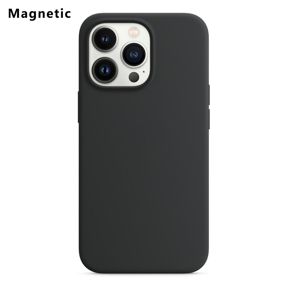 For iPhone 14 Pro Max Compatible with MagSafe Liquid Silicone Phone Back Cover (No Logo) - Black