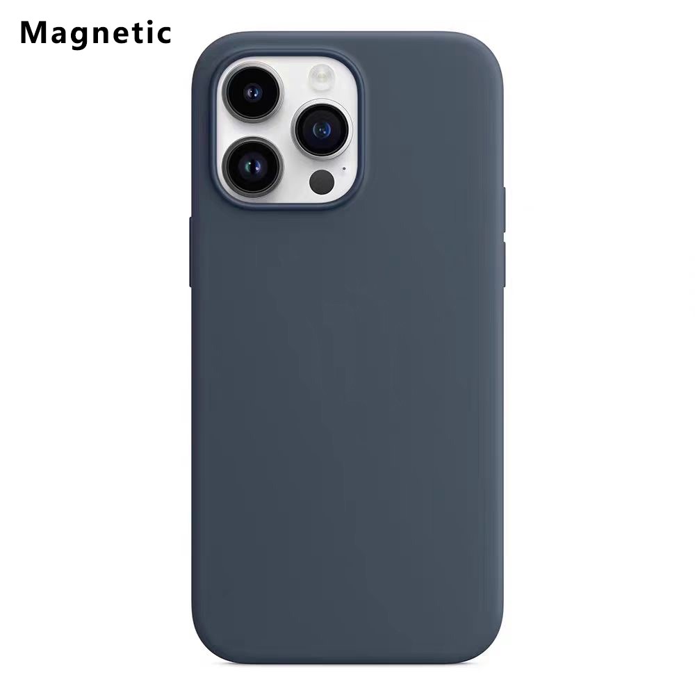 For iPhone 14 Pro Max Compatible with MagSafe Liquid Silicone Phone Back Cover (No Logo) - Dark Blue