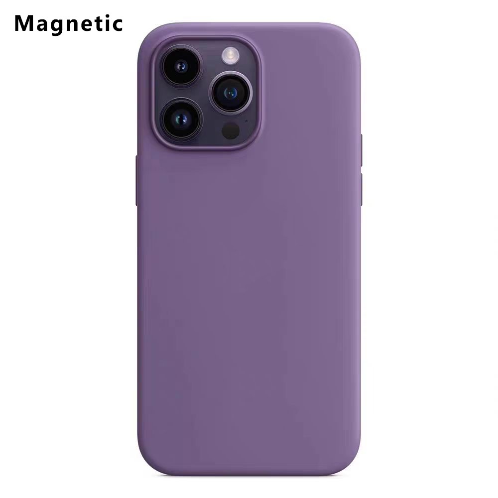 For iPhone 14 Pro Max Compatible with MagSafe Liquid Silicone Phone Back Cover (No Logo) - Purple