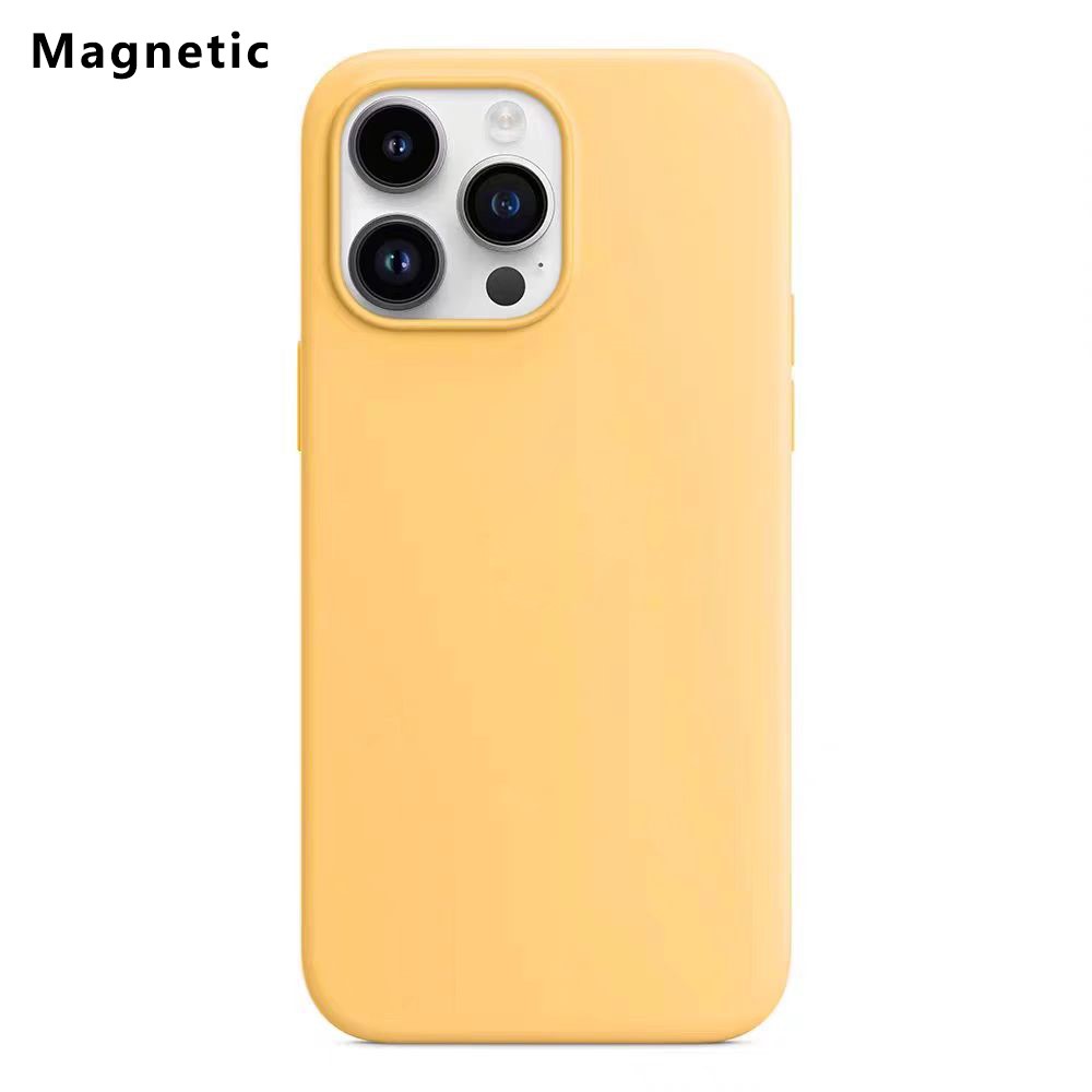 For iPhone 14 Pro Max Compatible with MagSafe Liquid Silicone Phone Back Cover (No Logo) - Yellow