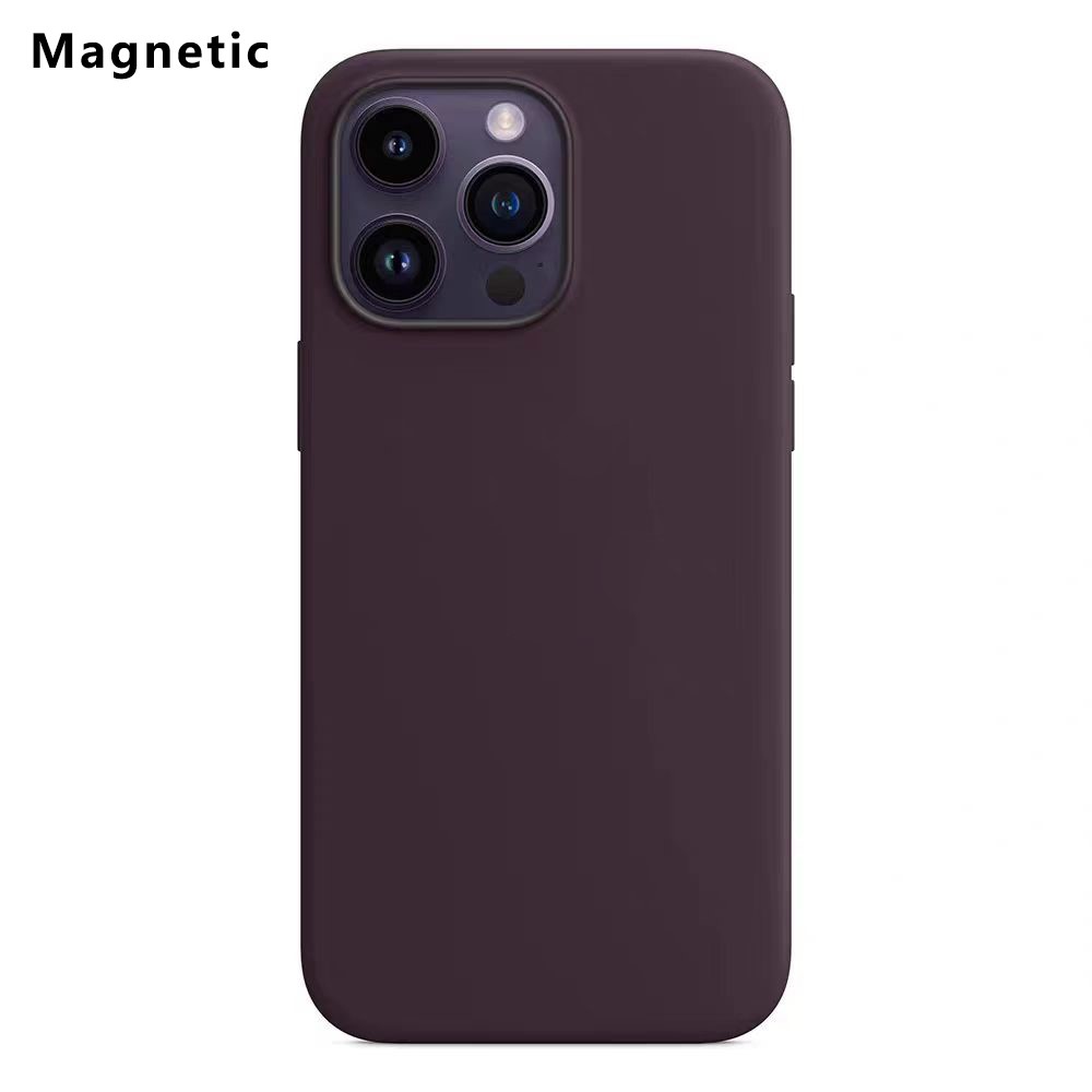 For iPhone 14 Pro Max Compatible with MagSafe Liquid Silicone Phone Back Cover (No Logo) - Dark Purple