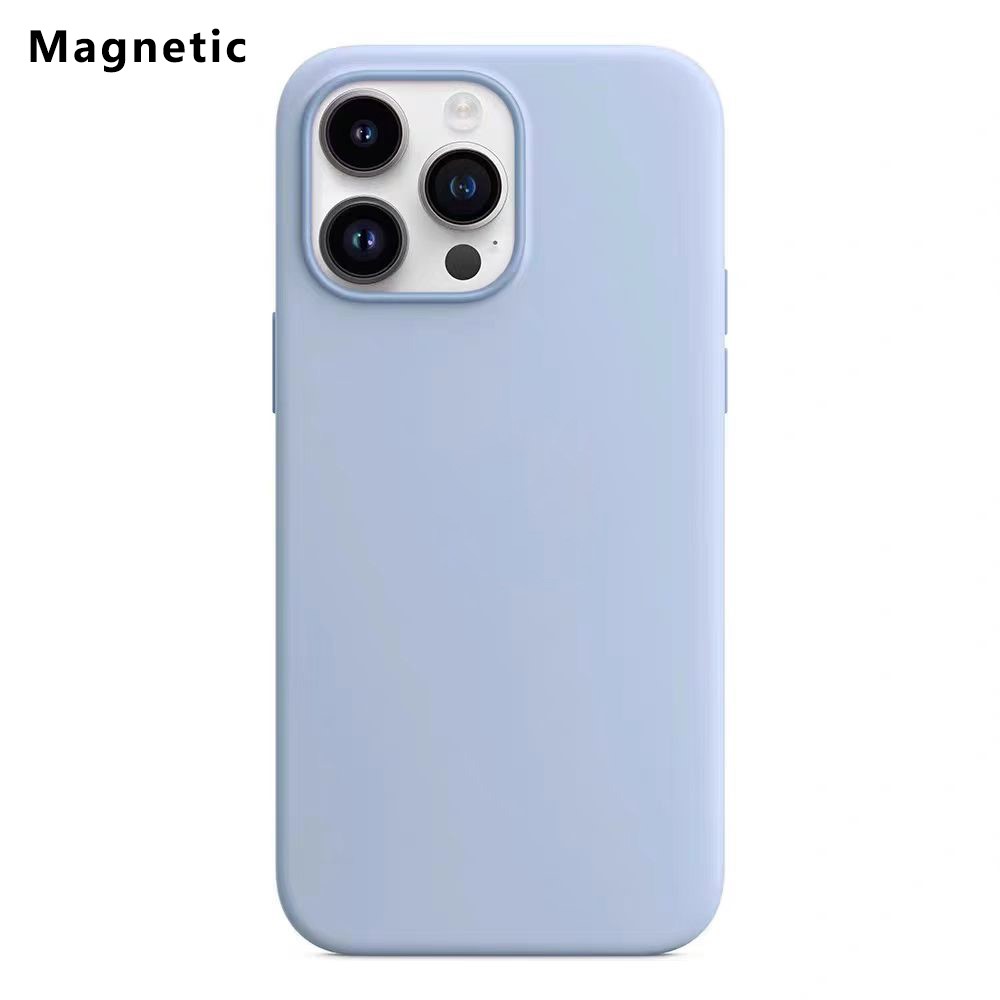 For iPhone 14 Pro Max Compatible with MagSafe Liquid Silicone Phone Back Cover (No Logo) - Blue