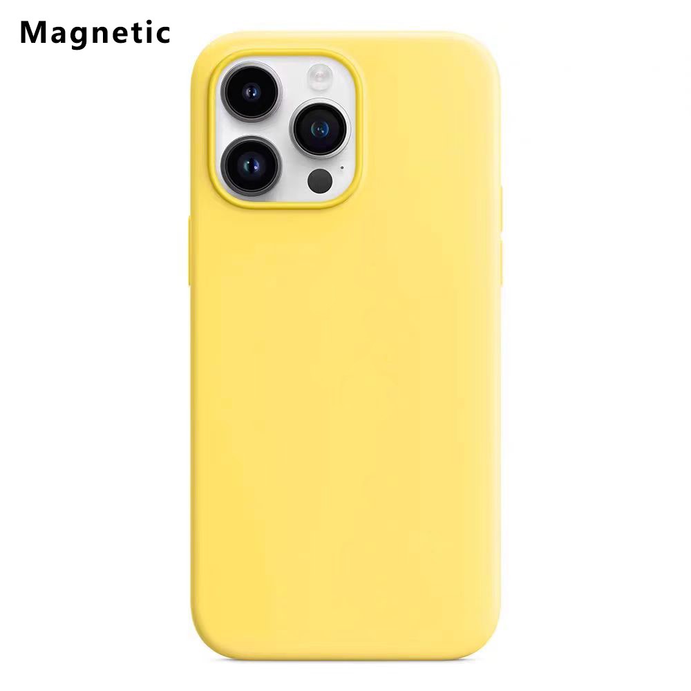For iPhone 14 Pro Compatible with MagSafe Liquid Silicone Phone Back Cover (No Logo) - Light Yellow