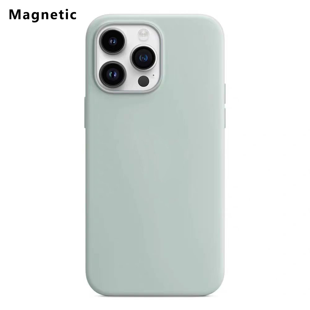 For iPhone 14 Pro Compatible with MagSafe Liquid Silicone Phone Back Cover (No Logo) - Light Green