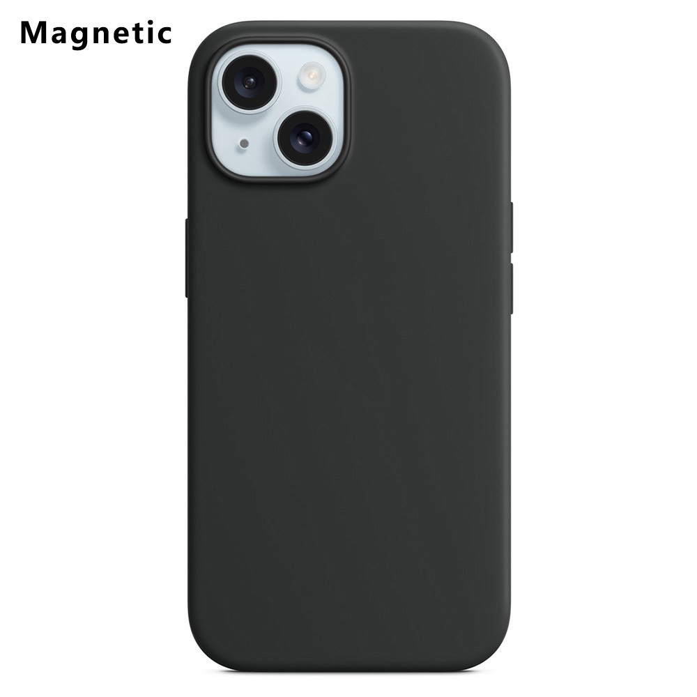 For iPhone 15 Plus Compatible with MagSafe Liquid Silicone Phone Back Cover (No Logo) - Black