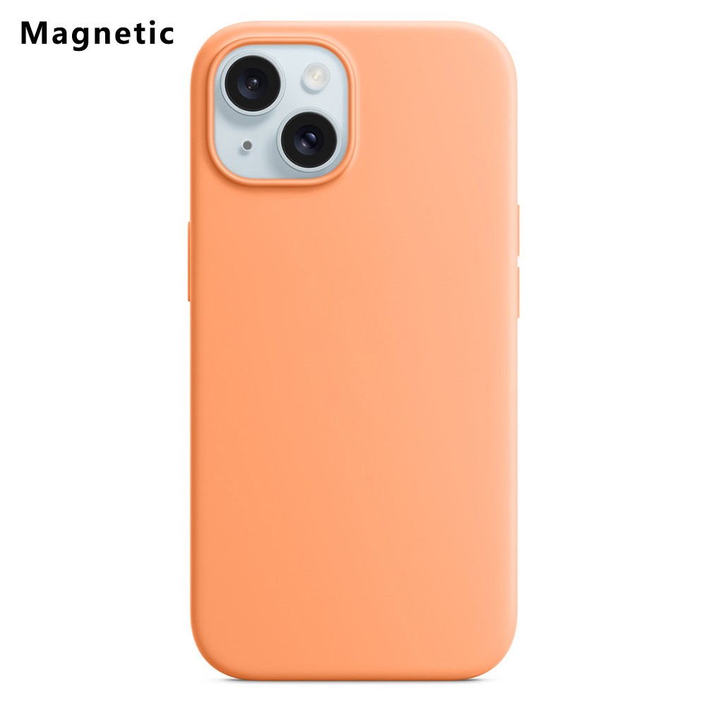 For iPhone 15 Plus Compatible with MagSafe Liquid Silicone Phone Back Cover (No Logo) - Orange