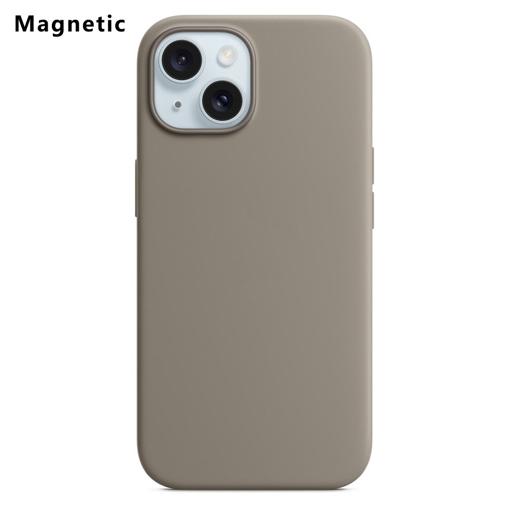 For iPhone 15 Plus Compatible with MagSafe Liquid Silicone Phone Back Cover (No Logo) - Grey