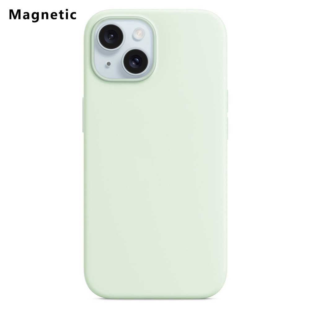 For iPhone 15 Compatible with MagSafe Liquid Silicone Phone Back Cover (No Logo) - Mint Green