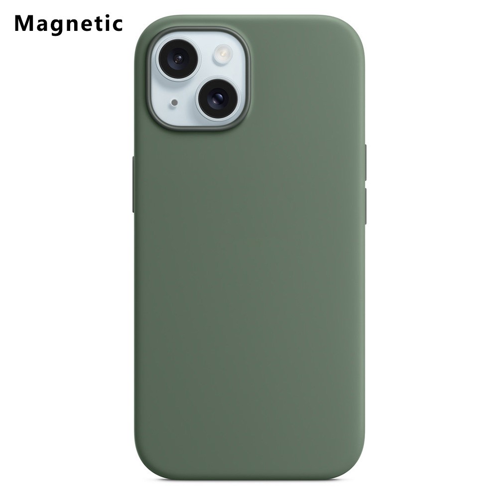 For iPhone 15 Compatible with MagSafe Liquid Silicone Phone Back Cover (No Logo) - Green