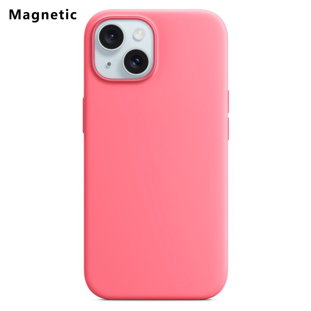 For iPhone 15 Compatible with MagSafe Liquid Silicone Phone Back Cover (No Logo) - Pink
