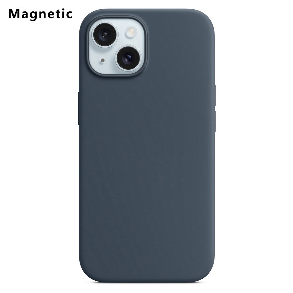 For iPhone 15 Compatible with MagSafe Liquid Silicone Phone Back Cover (No Logo) - Dark Blue