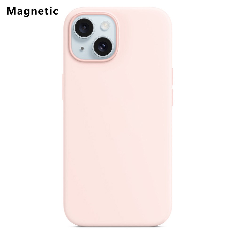 For iPhone 15 Compatible with MagSafe Liquid Silicone Phone Back Cover (No Logo) - Light Pink