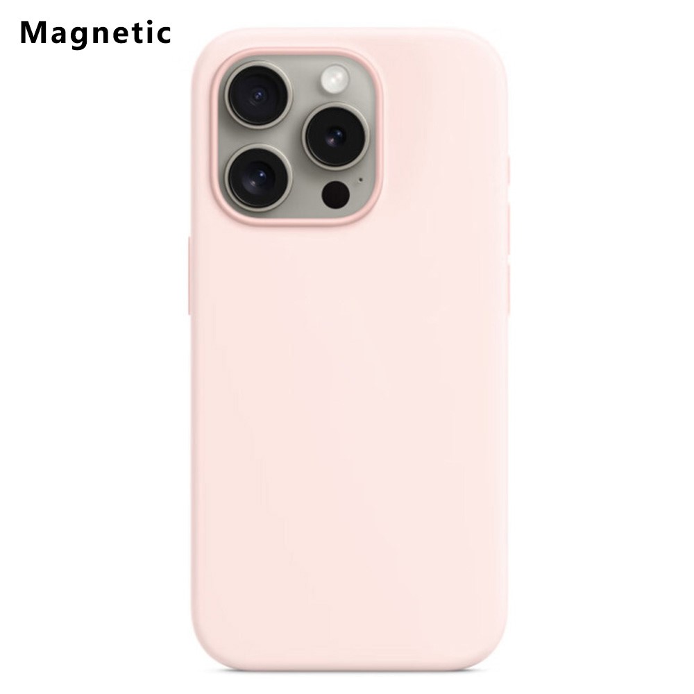 For iPhone 15 Pro Max Compatible with MagSafe Liquid Silicone Phone Back Cover (No Logo) - Light Pink