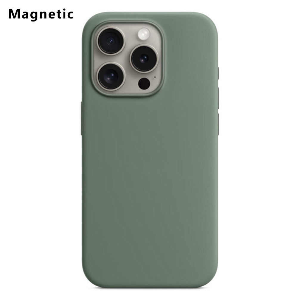 For iPhone 15 Pro Max Compatible with MagSafe Liquid Silicone Phone Back Cover (No Logo) - Green