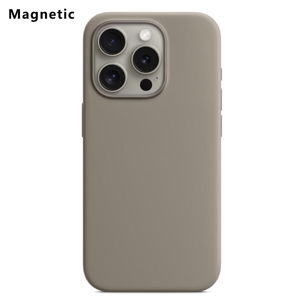For iPhone 15 Pro Max Compatible with MagSafe Liquid Silicone Phone Back Cover (No Logo) - Grey
