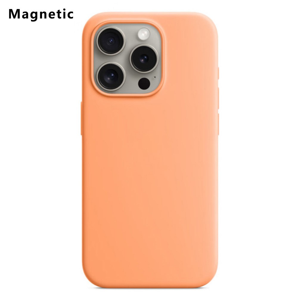 For iPhone 15 Pro Max Compatible with MagSafe Liquid Silicone Phone Back Cover (No Logo) - Orange