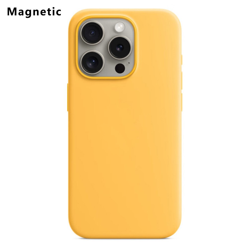 For iPhone 15 Pro Max Compatible with MagSafe Liquid Silicone Phone Back Cover (No Logo) - Yellow