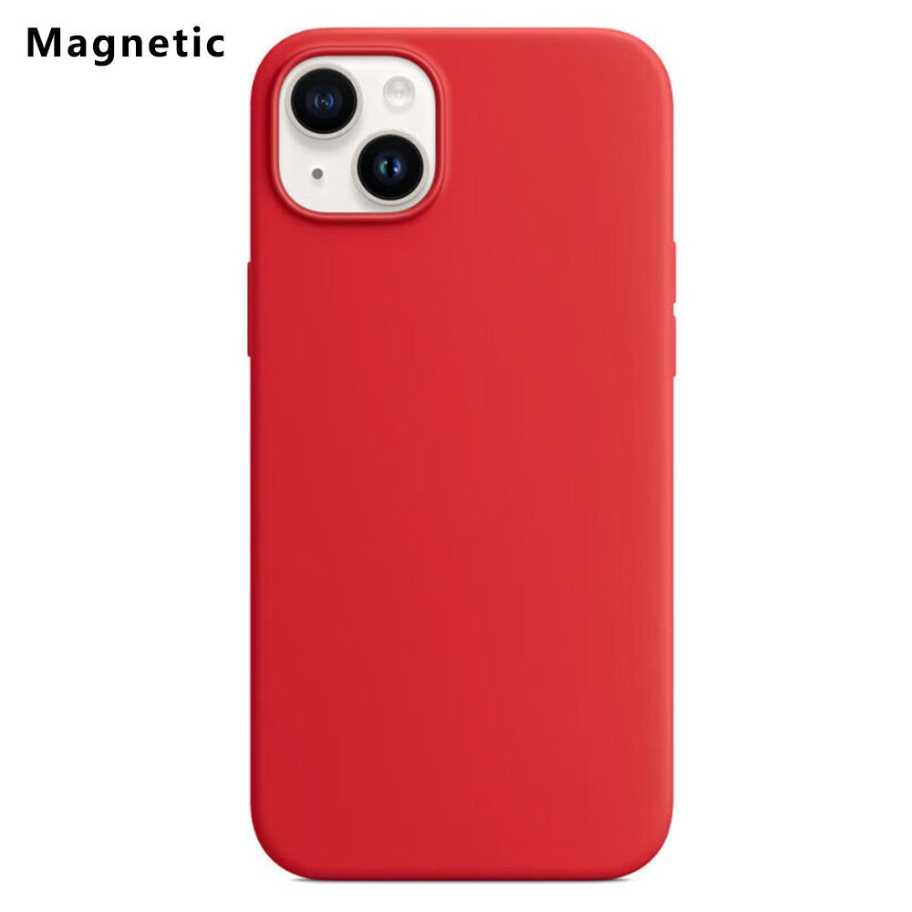For iPhone 14 Plus Compatible with MagSafe Liquid Silicone Phone Back Cover (No Logo) - Red