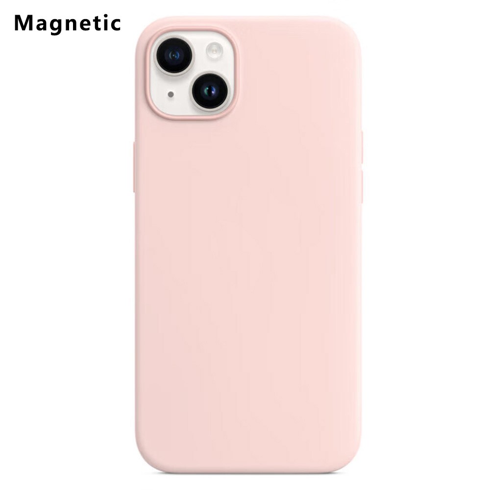 For iPhone 14 Plus Compatible with MagSafe Liquid Silicone Phone Back Cover (No Logo) - Pink
