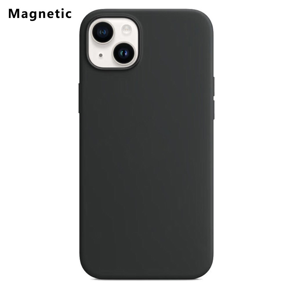 For iPhone 14 Plus Compatible with MagSafe Liquid Silicone Phone Back Cover (No Logo) - Black