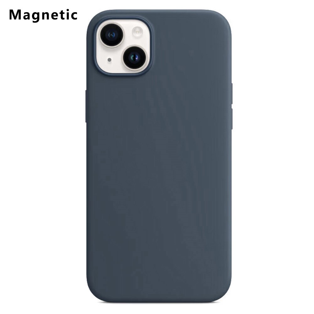 For iPhone 14 Compatible with MagSafe Liquid Silicone Phone Back Cover (No Logo) - Dark Blue