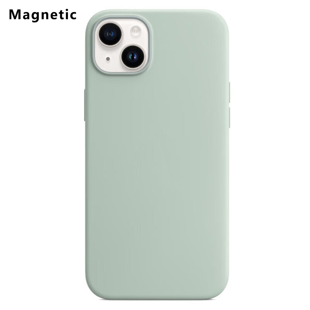 For iPhone 14 Compatible with MagSafe Liquid Silicone Phone Back Cover (No Logo) - Light Green