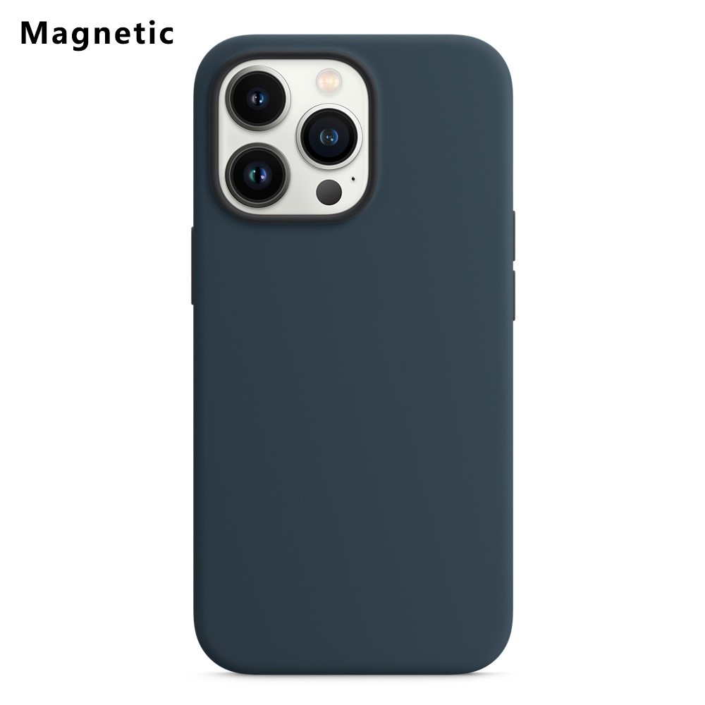 For iPhone 13 Pro Compatible with MagSafe Liquid Silicone Phone Back Cover (No Logo) - Dark Blue
