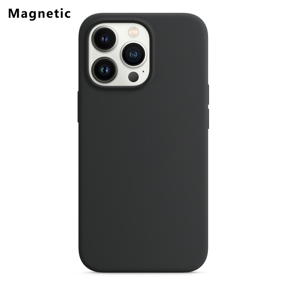 For iPhone 13 Pro Compatible with MagSafe Liquid Silicone Phone Back Cover (No Logo) - Black