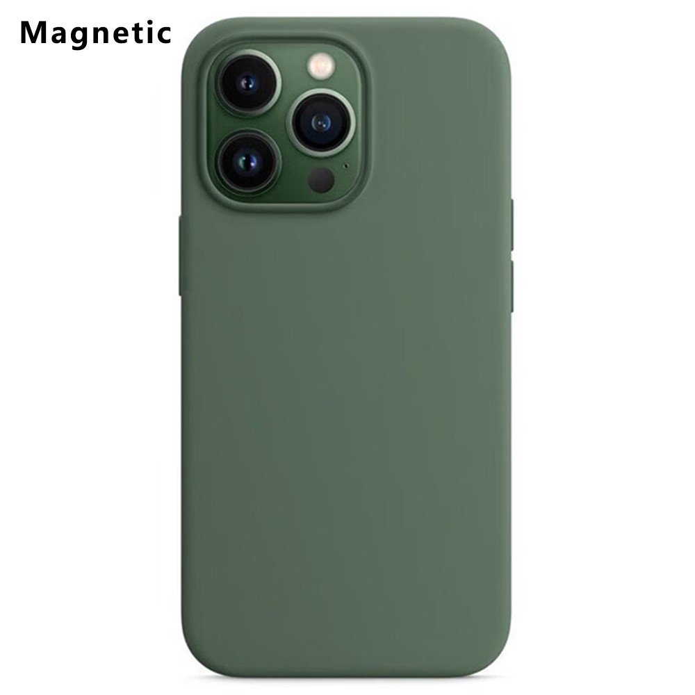 For iPhone 13 Pro Max Compatible with MagSafe Liquid Silicone Phone Back Cover (No Logo) - Midnight Green